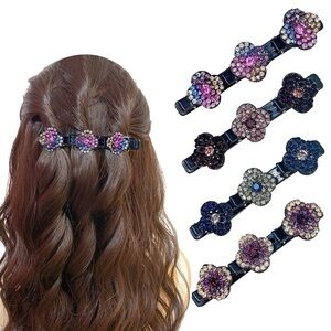 Floral Crystal Hair Clips - Multicolor